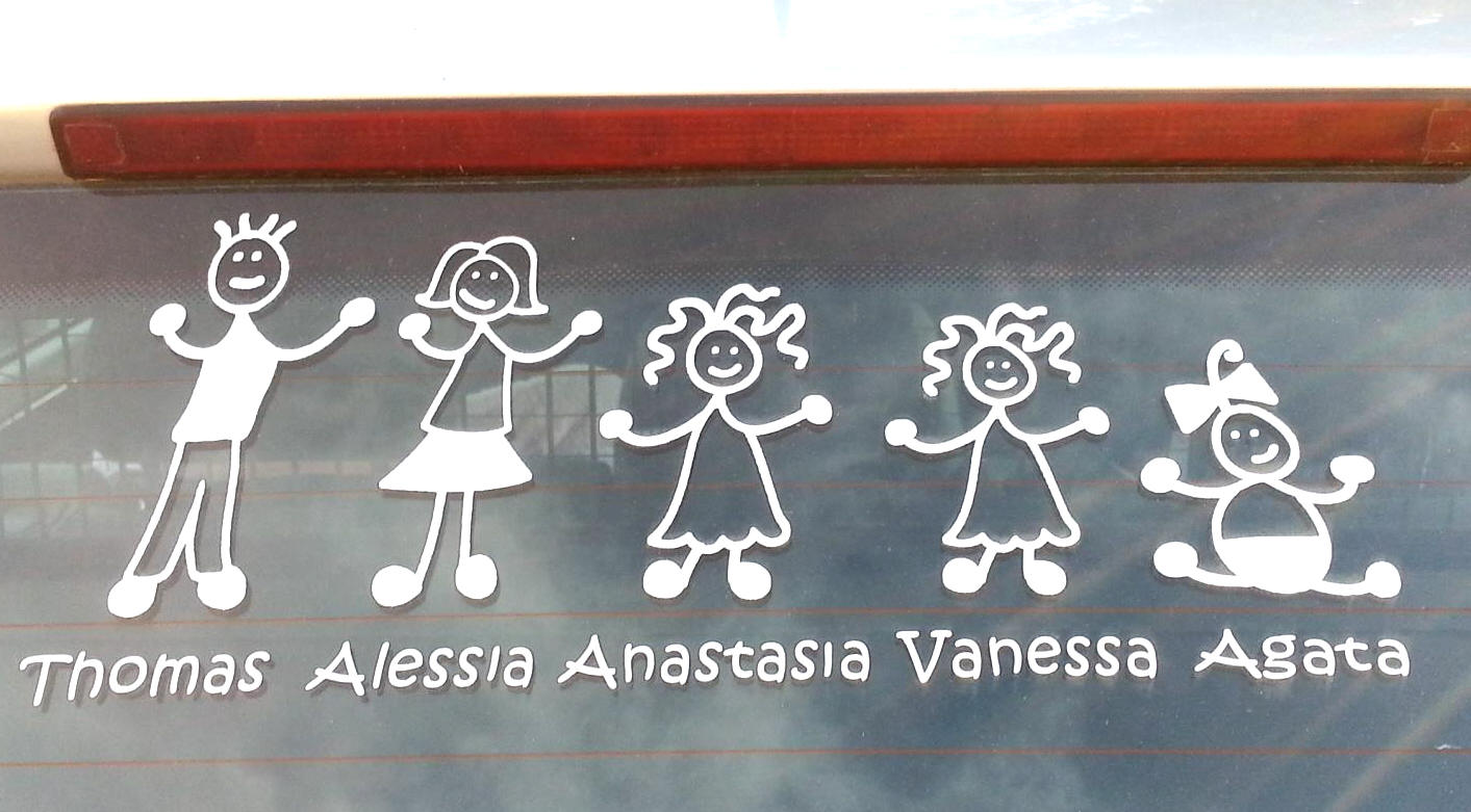 Adesivi famiglia a bordo per vetri auto personalizzati colorati bimbo a  bordo